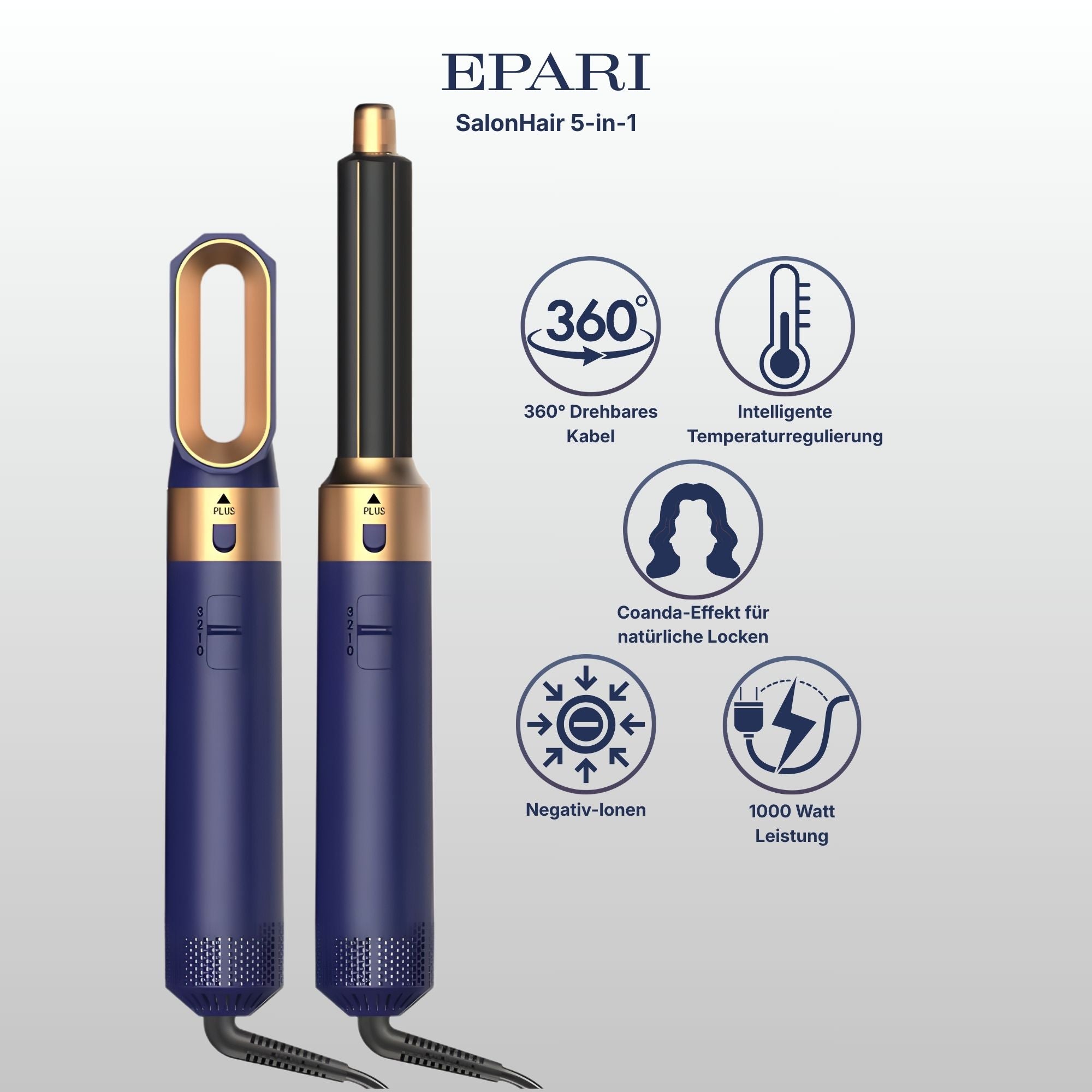 SalonHair 5-in-1 Hairstyler & Föhn mit Coanda-Effekt – Locken, Glätten & Trocknen